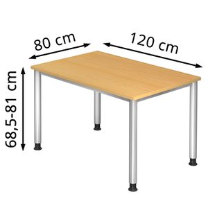 Produktbild für Schreibtisch Hammerbacher H-Serie, buche / silber