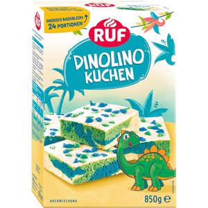 RUF Kuchenbackmischung Dinolino Zitronenkuchen, für Backblech, mit Glasur und Zuckerdekor