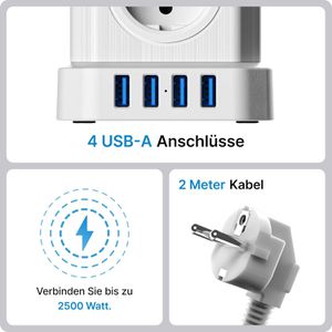 Produktbild für Steckdosenwürfel Voomy Power Cube S5, mit Schalter, weiß
