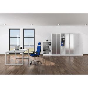 Produktbild für Schreibtisch Hammerbacher R-Serie, weiß / silber