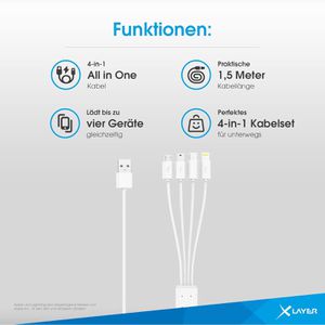 Produktbild für Ladekabel XLayer 214252 4-in-1 Octopus, weiß, 1,5m