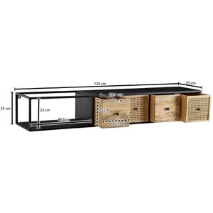 Produktbild für Lowboard Wohnling WL6.588, aus Massivholz, schwarz