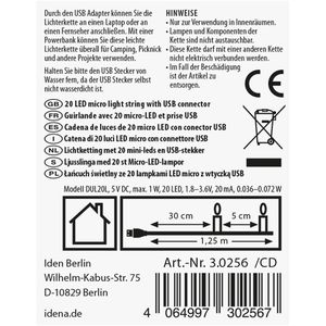 Produktbild für Lichterkette Idena 30256, Micro, 20 LED, innen