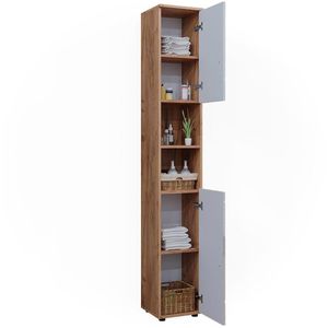 Produktbild für Badschrank Vicco Irma, hochglanz weiß / eiche