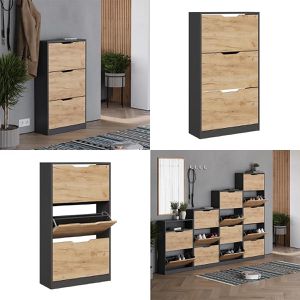 Produktbild für Schuhschrank Vicco Luca, anthrazit / eiche