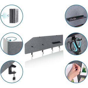 Produktbild für Tischtrennwand hJh-OFFICE 891015, grau