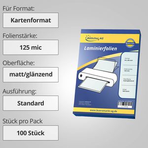 Produktbild für Laminierfolien Böttcher-AG Premium, 54 x 86 mm