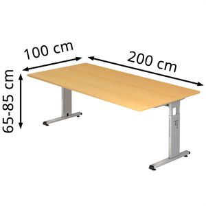 Produktbild für Schreibtisch Hammerbacher O-Serie, buche / silber
