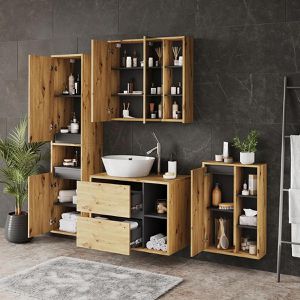 Produktbild für Badmöbel-Set Vicco Viola, artisan eiche, 4-teilig