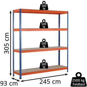 Produktbild für Weitspannregal Schulte 18318-N, 4 Holzböden