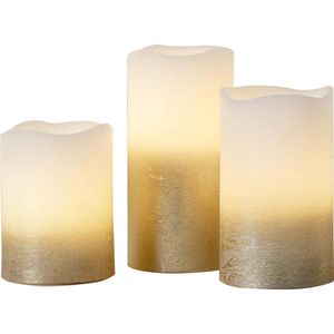 LED-Kerze lights4fun Echtwachs gold