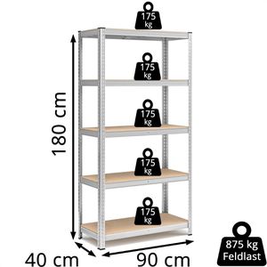Produktbild für Schwerlastregal Songmics 5 Holzböden