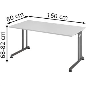 Produktbild für Schreibtisch Hammerbacher Z-Serie, lichtgrau / graphit