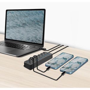 Produktbild für USB-Hub LogiLink UA0420, schwarz, mit Netzteil