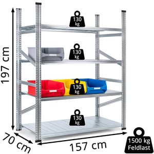 Produktbild für Weitspannregal GEWE 715G4R, 4 Metallböden