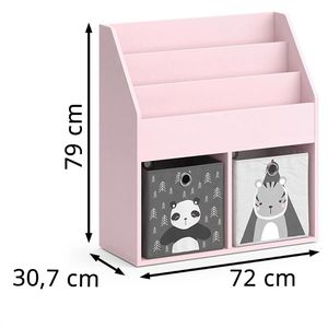 Produktbild für Bücherregal Vicco Luigi, rosa, mit 2 Faltboxen