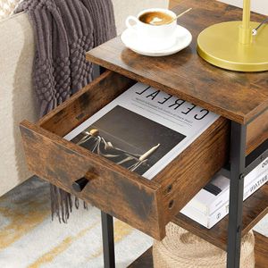 Produktbild für Beistelltisch Vasagle LET502B vintage braun, aus Holz / Metall