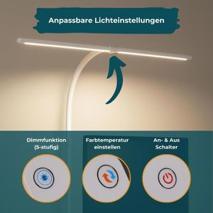 Produktbild für Schreibtischlampe Luxula LX700156, weiß, LED, dimmbar