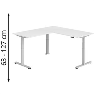 Schreibtisch Hammerbacher XDSMW, weiß / silber