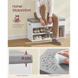 Produktbild für Schuhbank Vasagle LHS030W01, weiß, aus Holz