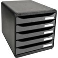 Schubladenbox Exacompta 309738D, Big Box Plus A4, Kunststoff, 5 Fächer, silber / schwarz
