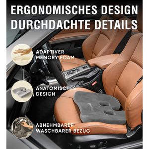 Produktbild für Orthopädisches-Sitzkissen Healthfix Auto-Sitzkissen, grau