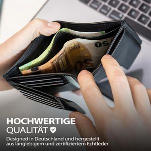 Produktbild für Portemonnaie Vebon Note, schwarz, aus Echt Leder
