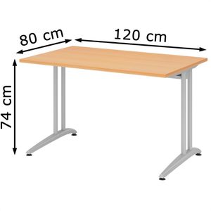 Produktbild für Schreibtisch Hammerbacher B-Serie, buche / silber