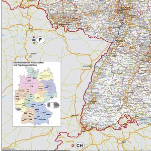 Produktbild für Deutschlandkarte Franken KAM300 Straßenkarte mit Metallleisten
