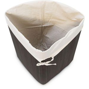 Relaxdays Wäschekorb Eckwäschekorb Bambus, Wäschesammler, 60 Liter, 65