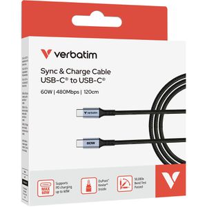 Produktbild für Ladekabel Verbatim Sync &amp; Charge, schwarz, 1,2m