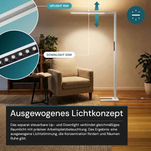 Produktbild für Stehlampe Luxula LX700135, LED, weiß, 194 cm