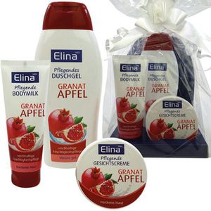Elina-med Geschenkset Granatapfel, Duschgel, Bodymilk und Gesichtscreme, 3-teilig