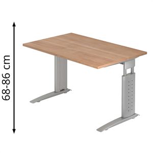 Produktbild für Schreibtisch Hammerbacher U-Serie, nussbaum / silber