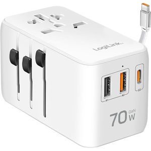 Produktbild für Reiseadapter LogiLink PA0357 70W USB