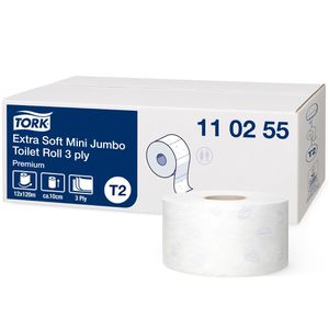 12 TORK T2 Premium Système Papier toilette Mini Jumbo Rolls 110254 