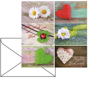 Böttcher-AG Grußkarten Wünsche, sortiert, 115 x 170mm, Klappkarten mit Umschlag, 50 Stück