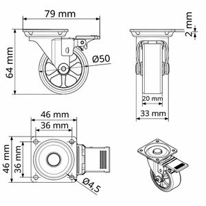 Produktbild für Möbelrolle SO-TECH RAPID 129882, mit Anschraubplatte