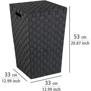 Produktbild für Wäschekorb Wenko Adria Square Schwarz, mit Deckel