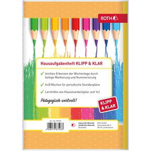 Produktbild für Hausaufgabenheft Roth Klipp+Klar Buntstifte, A5