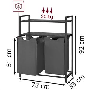 Produktbild für Wäschekorb Vasagle BLH211G01, schwarz, 2 Fächer