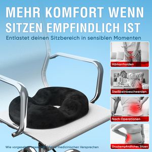 Produktbild für Orthopädisches-Sitzkissen Healthfix Sitzring, schwarz