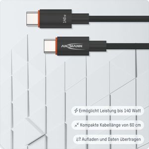 Produktbild für Ladekabel Ansmann 1700-0177, anthrazit, 0,6m