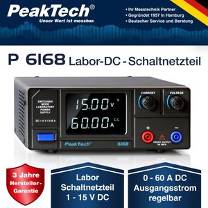 Produktbild für Labornetzteil PeakTech P 6168, mit LED-Anzeige
