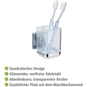 Produktbild für Zahnputzbecher Wenko Quadro, 22680100, ohne Bohren