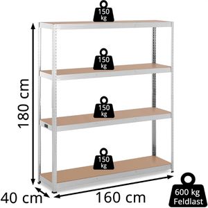 Produktbild für Weitspannregal MSW STSH-34, 4 Holzböden