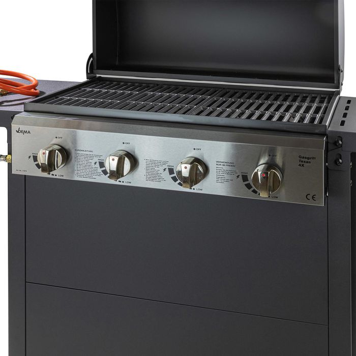 DEMA Gasgrill Texas 4X 17573, 4 Brenner, Edelstahl, mit Ablageflächen