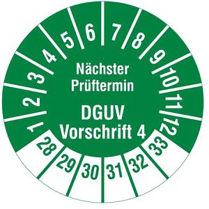 Prüfplaketten Böttcher-AG DGUV Vo4, nächster Prüftermin