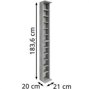 Produktbild für CD-Regal Vicco Jukebox, beton grau