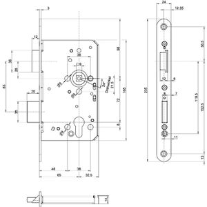 Produktbild für Einsteckschloss BKS B-12010-72R, DIN rechts